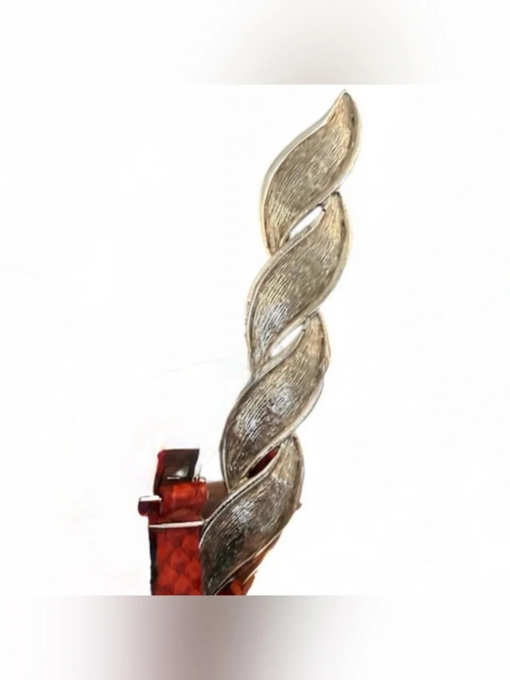Mimi Di N Silvertone Leaf Leaves Geometric Belt Red Small Belt 1982